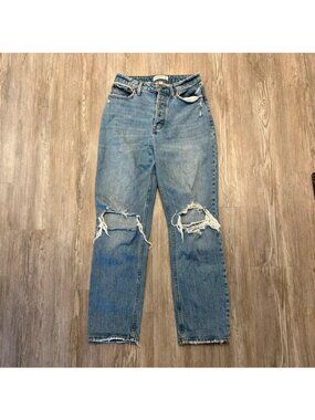 Abercrombie & Fitch Dad High Rise Curve Love Ripped Jeans Womens Size 26/2R